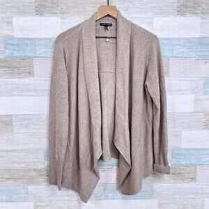 Eileen Fisher Wool Yak Blend Shawl Cardigan Sweater Taupe Brown Womens Medium